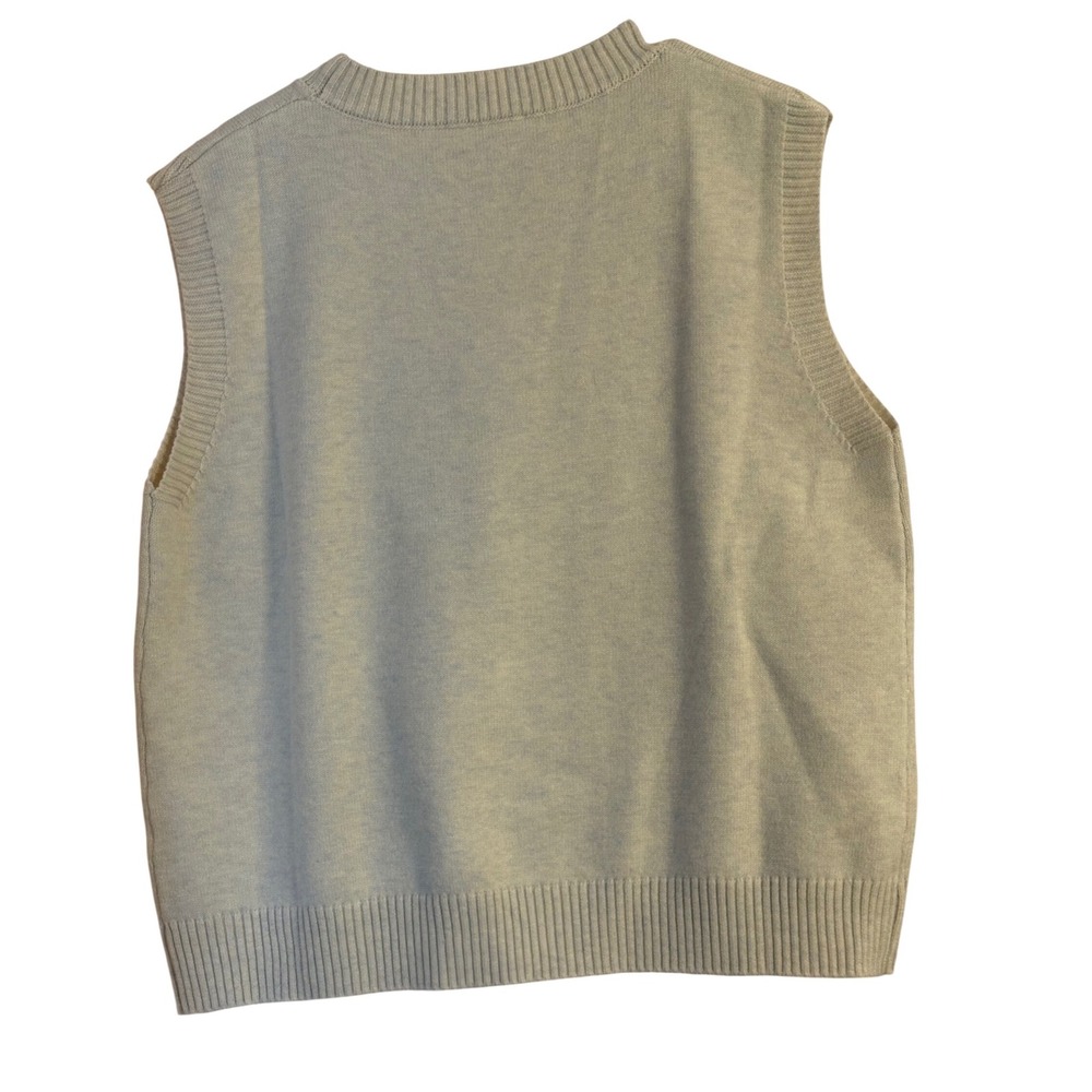 Jade by Jane Cactus Graphic Knit Sweater Vest Beige Oatmeal Crew Neck S Medium - Picture 3 of 4
